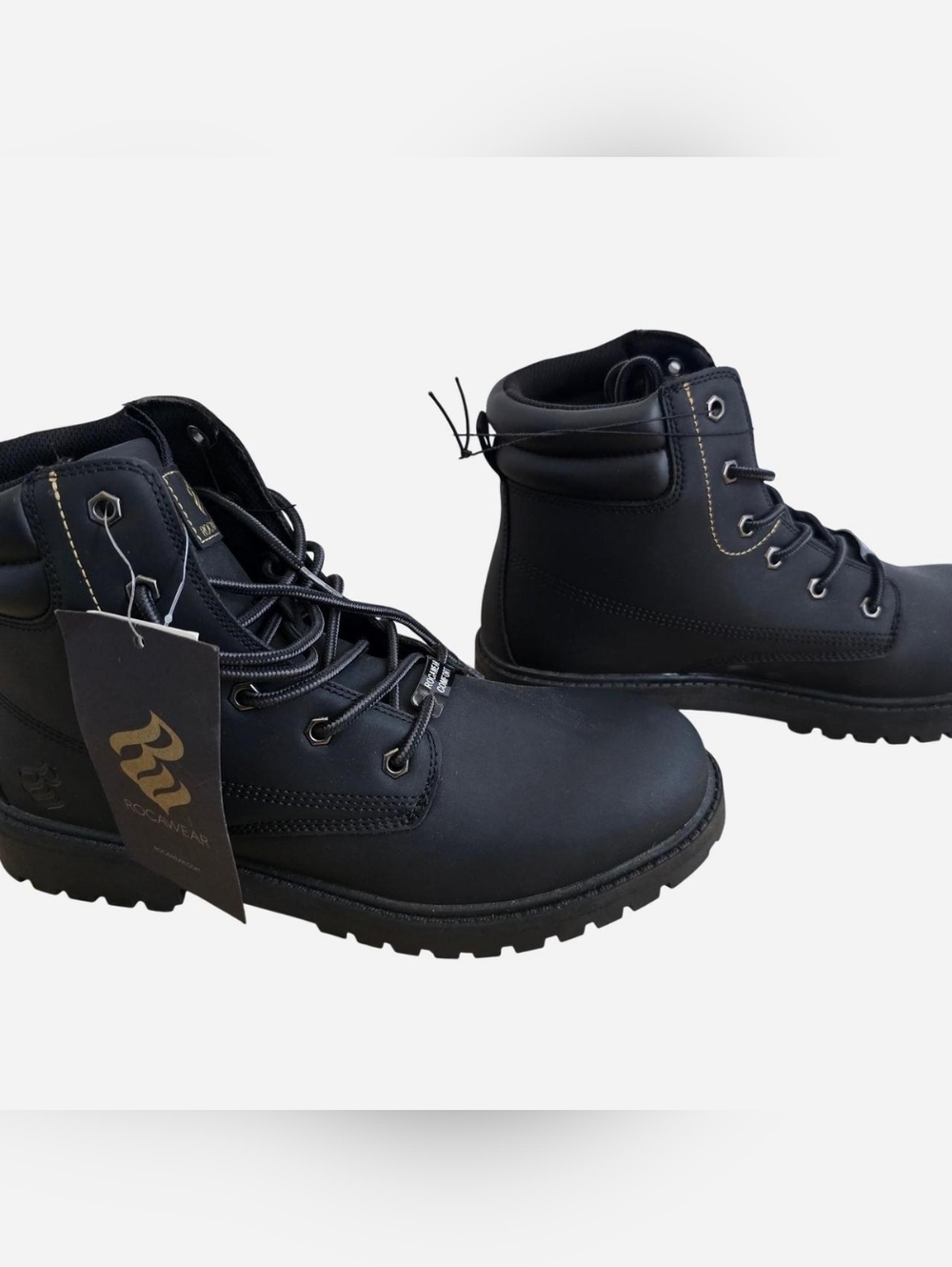 Rocawear Black Men's Lace-Up Work Boots